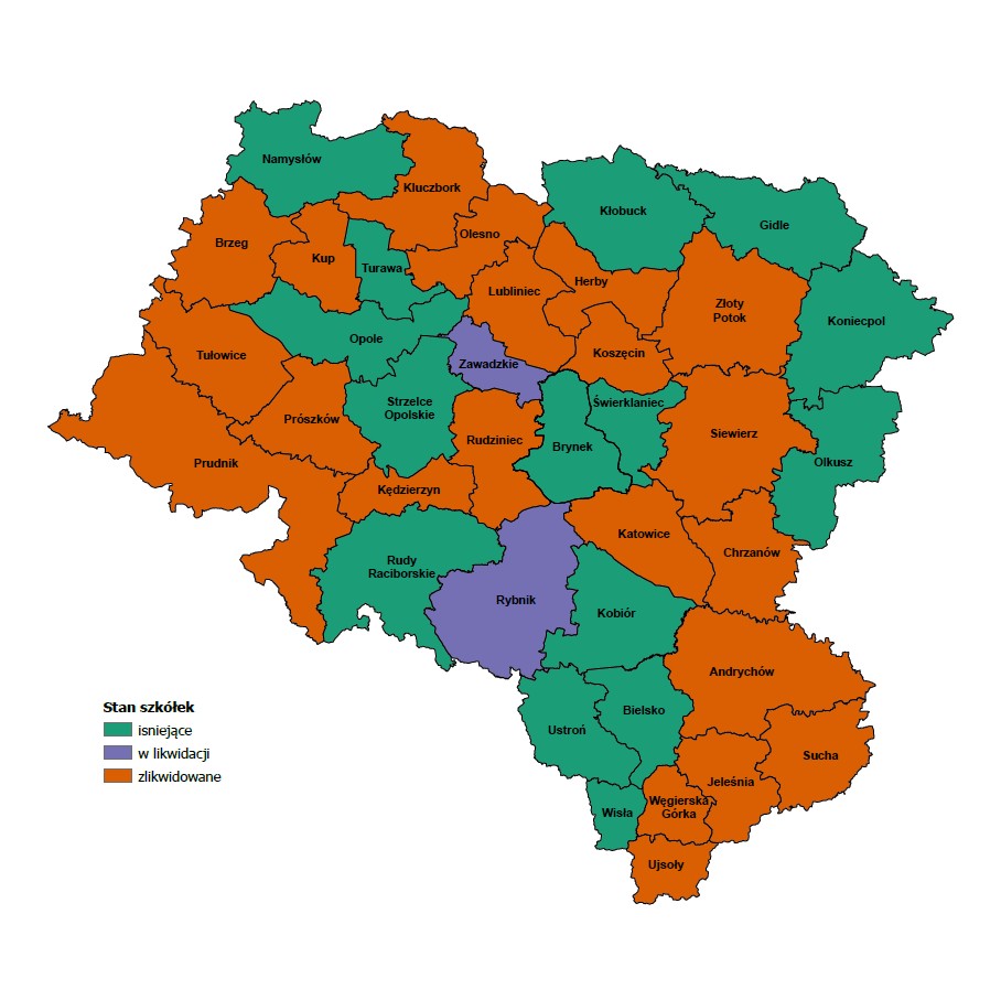 Ryc. 7. Stan szkółek leśnych w nadleśnictwach RDLP Katowice