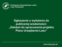 Ogłoszenie o wyłożeniu do publicznej wiadomości: „Założeń do opracowania projektu Planu Urządzenia Lasu” dla Nadleśnictwa Opole