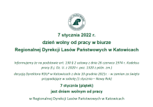 7 stycznia (piątek) biuro RDLP w Katowicach będzie nieczynne